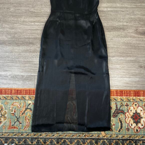 NWT Reformation Cana Black Halter Top Back Slit Long Occasion Dress (Sz 12) - Picture 5 of 13